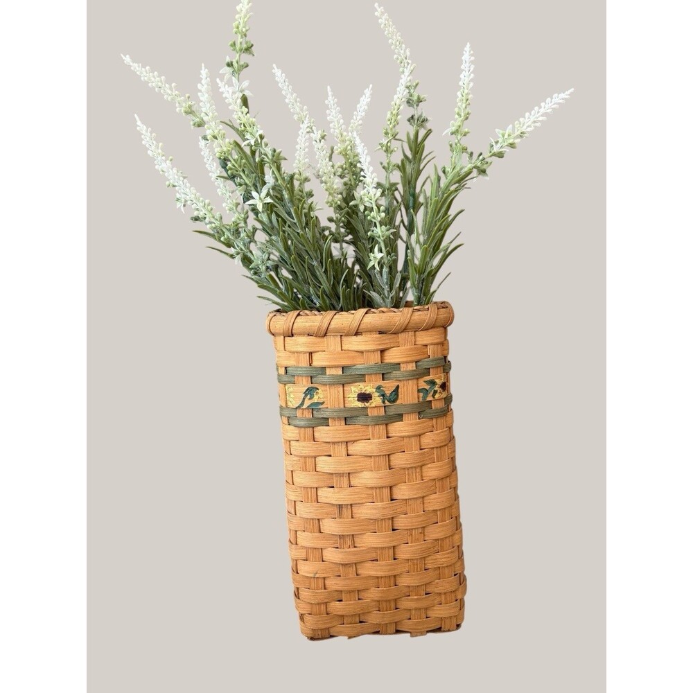 Handmade Wicker Wall Pocket Basket Made In 1997 Measures 9.5”